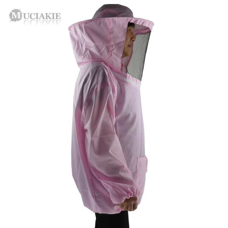 MUCIAKIE Ružová nová včelárska bunda s čiernou závojovou kapucňou, včelárske ochranné oblečenie, priedušný proti včelím polovičný oblek