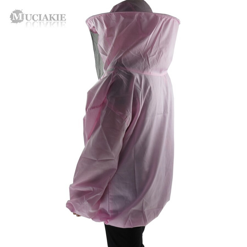 MUCIAKIE Ružová nová včelárska bunda s čiernou závojovou kapucňou, včelárske ochranné oblečenie, priedušný proti včelím polovičný oblek