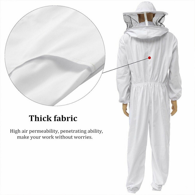 Namų apsauginiai drabužiai užtrauktukas su šydu, gaubtu saugaus profesionalaus bitininko skrybėlės bitininkystės kostiumas pradedantiesiems viso kūno apsauga nuo bičių