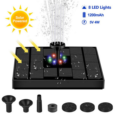 Най-голямата разпродажба LED цветна светлина Фонтан за плувен басейн 5 V/4W Соларен фонтан Помпа за воден фонтан Плаващи градински фонтани