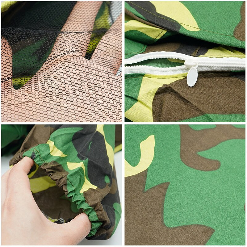 Včelárska bunda Camouflage Bee Protective Wear Unisex včelársky bezpečnostný odev s klobúkom, včelársky kabát, ochranný oblek