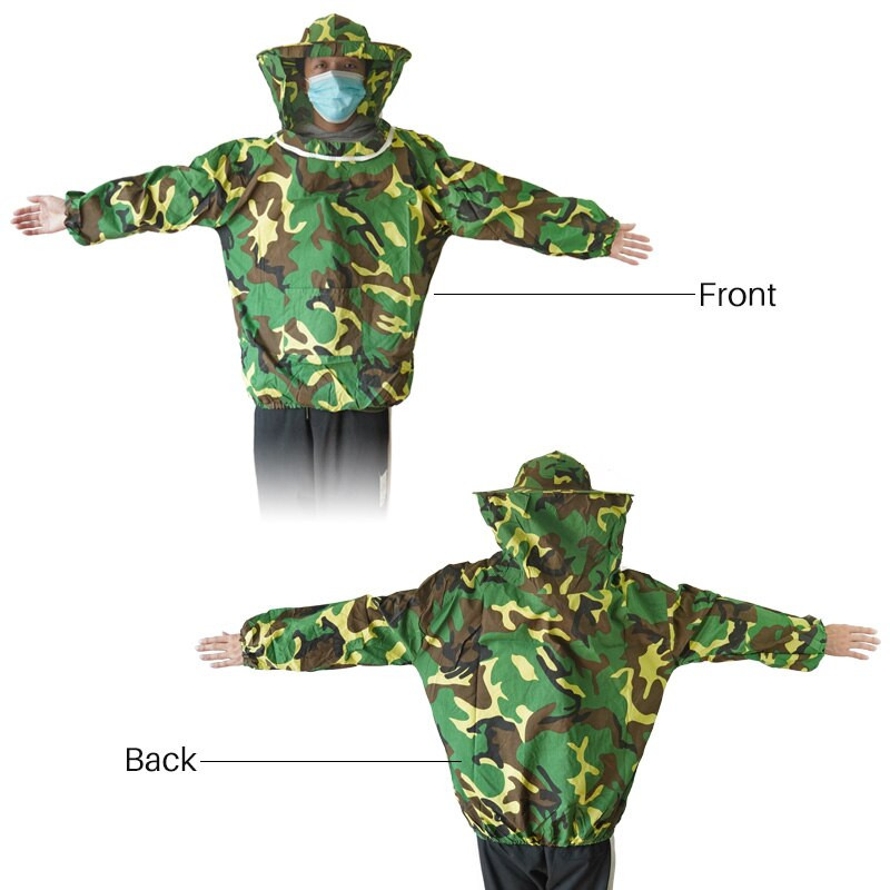 Včelárska bunda Camouflage Bee Protective Wear Unisex včelársky bezpečnostný odev s klobúkom, včelársky kabát, ochranný oblek
