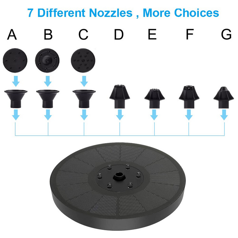 Ujuv päikeseenergial töötav purskkaev Aia juga purskkaev veepump bassein tiik linnuvann päikesepaneelil töötav aiakaunistus