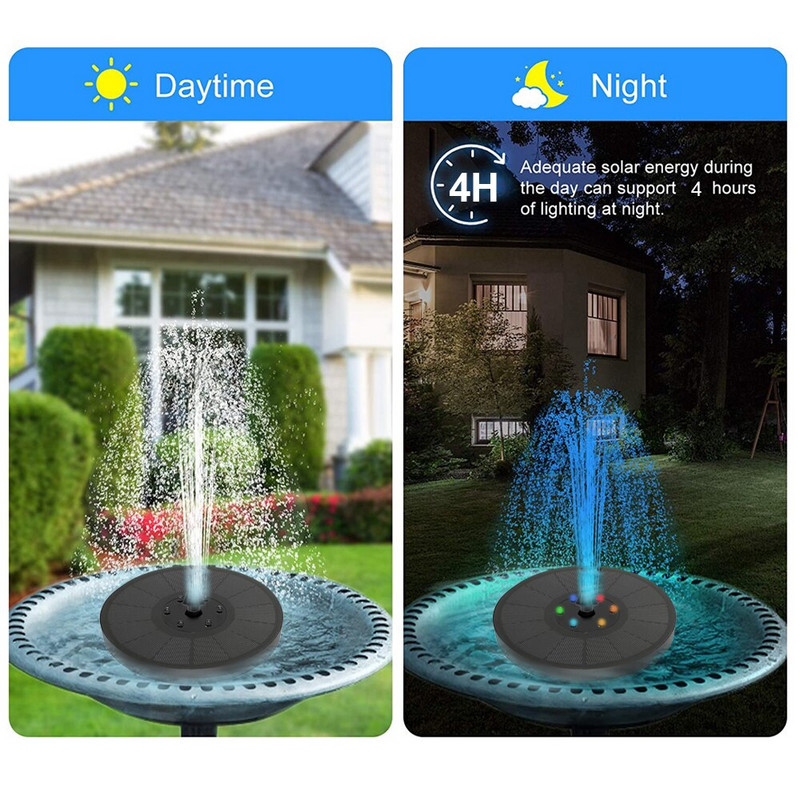 Ujuv päikeseenergial töötav purskkaev Aia juga purskkaev veepump bassein tiik linnuvann päikesepaneelil töötav aiakaunistus