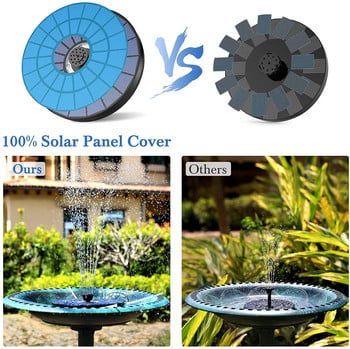 AISITIN Solar Fountain 5,5W με έγχρωμο φως LED και μπαταρία 2000mAh, 7 ακροφύσια Solar Bird Bath Fountain, για εξωτερικούς χώρους, κήπο