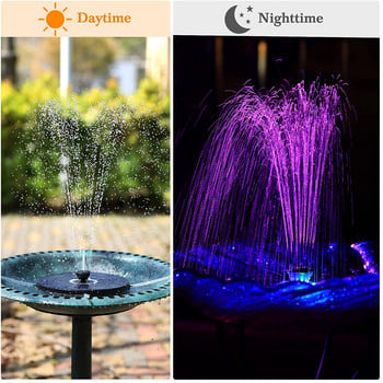 AISITIN Solar Fountain 5,5W με έγχρωμο φως LED και μπαταρία 2000mAh, 7 ακροφύσια Solar Bird Bath Fountain, για εξωτερικούς χώρους, κήπο