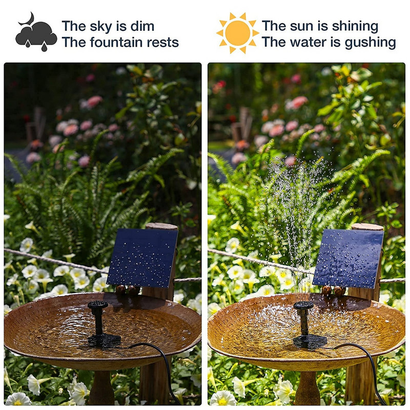 Napelemes szökőkút Erőteljes úszó vízszivattyú kefe nélküli motoros szökőkút kültéri medence tó kert vízesés locsoló permetező díszítés