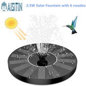 AISITIN 1,5 W saulės fontano siurblys, su 6 purkštukais saulės paukščių vonios fontanas, vandens siurblys plūduriuojantis fontanas, tinkamas tvenkiniams