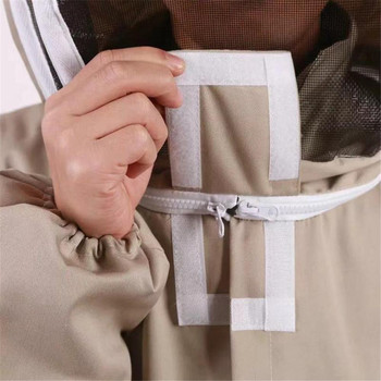 Προστατευτική ενδυμασία για μελισσοκομία Επαγγελματικό αεριζόμενο ολόσωμο κοστούμι μελισσοκομίας με δερμάτινα γάντια καφέ χρώμα