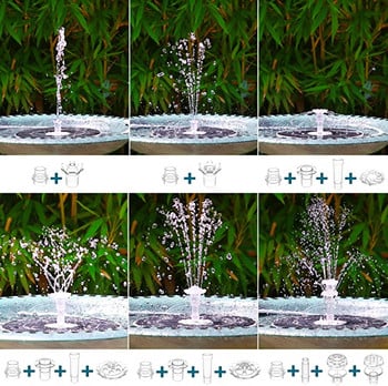 Bird Bath Solar Water, 6,5W ηλιακή ενέργεια πολύχρωμο σιντριβάνι που επιπλέει με φώτα LED και 8 ακροφύσια ψεκασμού.