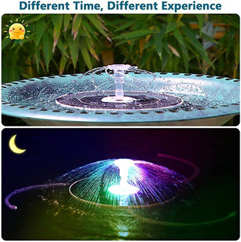 Bird Bath Solar Water, 6,5W ηλιακή ενέργεια πολύχρωμο σιντριβάνι που επιπλέει με φώτα LED και 8 ακροφύσια ψεκασμού.