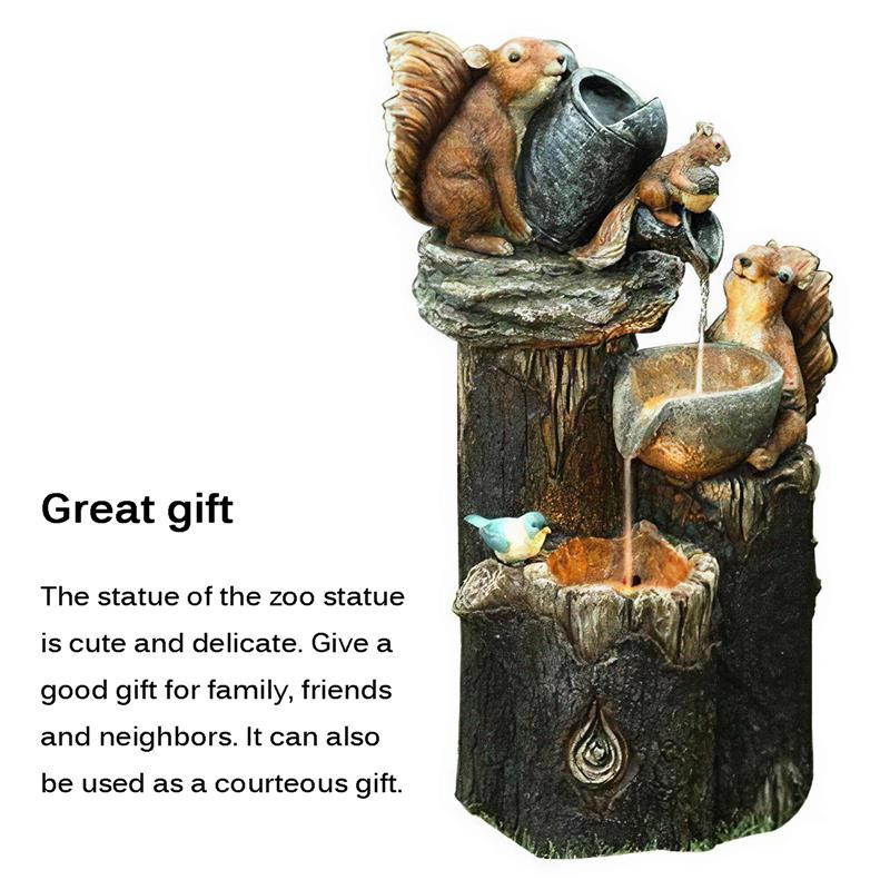 Voverės sodas Vandens fontanas Derva Gyvūnų Sodo apdaila Namų sodas Kiemas Kraštovaizdis Voverės fontanas Krioklio statula