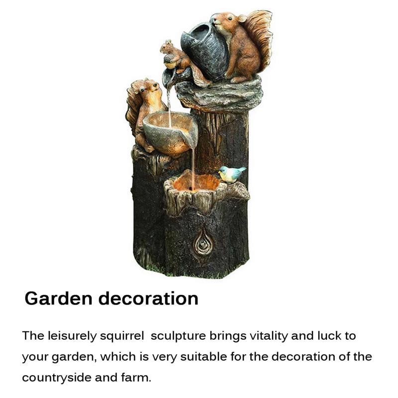 Voverės sodas Vandens fontanas Derva Gyvūnų Sodo apdaila Namų sodas Kiemas Kraštovaizdis Voverės fontanas Krioklio statula