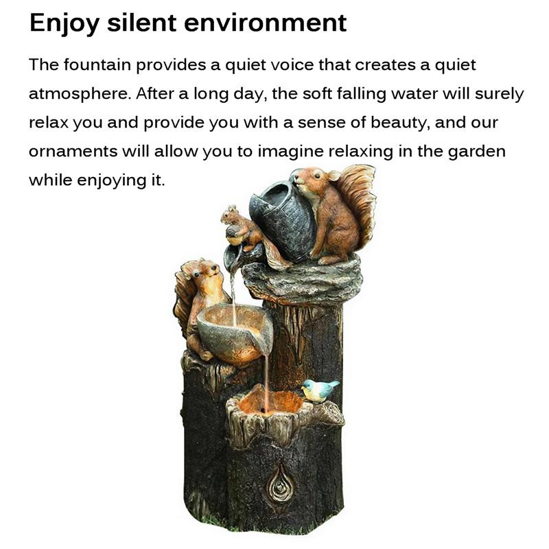 Voverės sodas Vandens fontanas Derva Gyvūnų Sodo apdaila Namų sodas Kiemas Kraštovaizdis Voverės fontanas Krioklio statula