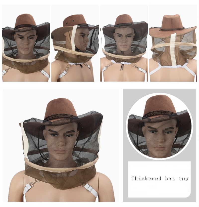 1vnt Bitininkystės kepurė Cowboy Bee Cap nuo uodų kepurė nuo saulės Apsauginė kepurė nuo saulės