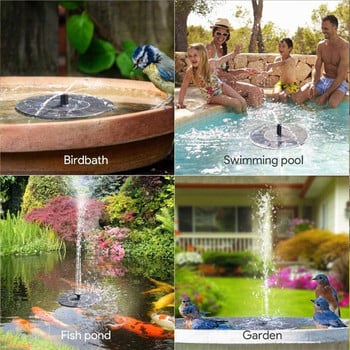 18cm LED Solar Waterfall Fountain Floating Solar Powered Water Fountain Pump for Birdbath Pond Pool Fish Tank Outdoor Garden