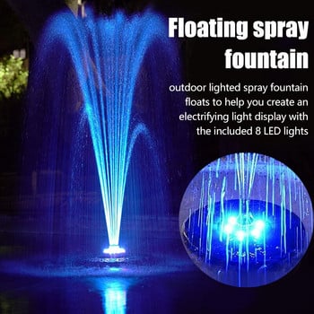 Solar Floating Spary Fountain Bird Bath with LED Light Outdoor Pond Waterfall Garden Decoration Solar Solar with 6 Sprinklers