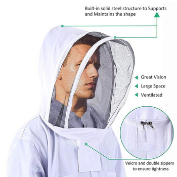Защитен костюм за пчеларство Удобен, щадящ кожата костюм за пчели Едно парче помощни костюми за защита на пчеларите Drop Shipping