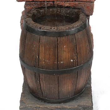 Лесна за сглобяване Бутилка за вино от смола и бъчва Външен воден фонтан Градинска скулптура Рустик двор Водопад Аксесоари за дома