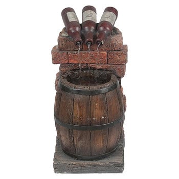 Лесна за сглобяване Бутилка за вино от смола и бъчва Външен воден фонтан Градинска скулптура Рустик двор Водопад Аксесоари за дома