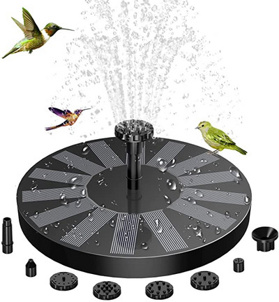 PALONE 5,5 W saulės fontanas su spalvotu LED apšvietimu, 7 purkštukų saulės paukščių vonios fontanas, skirtas lauke, sode, paukščių vonioje, baseine