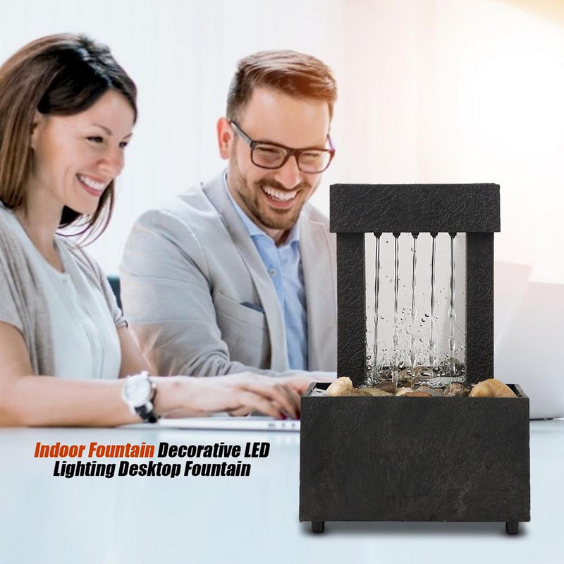 Zen vidinis fontanas LED apšvietimas biuro darbalaukio fontano vandens dekoravimas Lucky Feng Shui baseino įkurdinimo dovana draugams