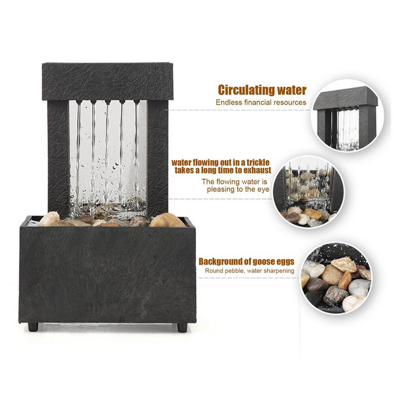 Zen vidinis fontanas LED apšvietimas biuro darbalaukio fontano vandens dekoravimas Lucky Feng Shui baseino įkurdinimo dovana draugams