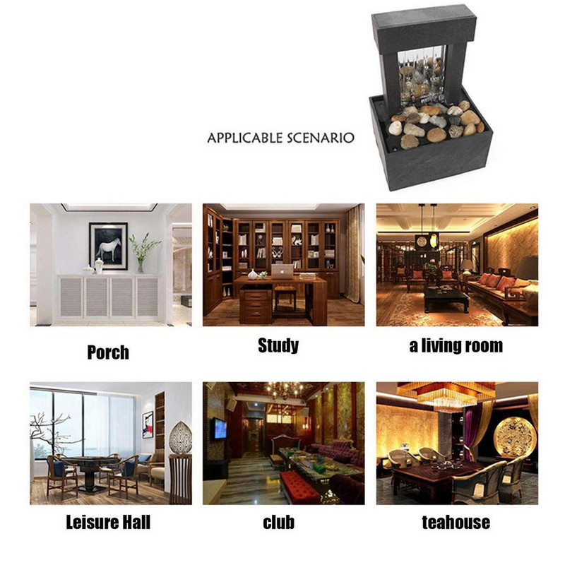 Zen vidinis fontanas LED apšvietimas biuro darbalaukio fontano vandens dekoravimas Lucky Feng Shui baseino įkurdinimo dovana draugams