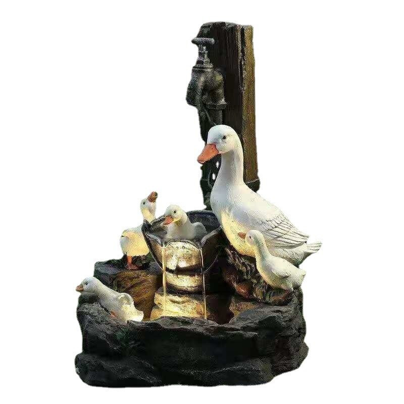 Fontano sodo dekoravimas Anties saulės energijos dervos terasa su LED šviesa voverės sodo dekoravimas lauko imitacinis dekoravimas