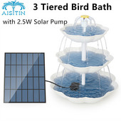 AISITIN 3 pakopų paukščių vonia su 2,5 W saulės siurbliu, „pasidaryk pats“ saulės fontanu nuimamas ir tinkamas paukščių voniai, sodo dekoravimui