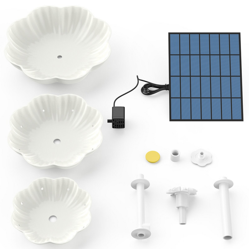 AISITIN 3 pakopų paukščių vonia su 2,5 W saulės siurbliu, „pasidaryk pats“ saulės fontanu nuimamas ir tinkamas paukščių voniai, sodo dekoravimui