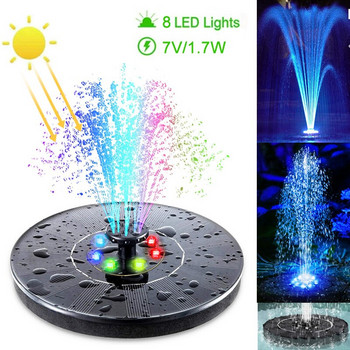Garden Solar Fountain Pool Floating Water Floating Fountain Bird Bath with LED Light Swimming Outdoor Pond Waterfall Decorating