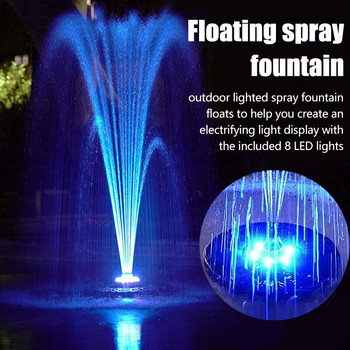Garden Solar Fountain Pool Floating Water Floating Fountain Bird Bath with LED Light Swimming Outdoor Pond Waterfall Decorating