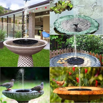 Garden Solar Fountain Pool Floating Water Floating Fountain Bird Bath with LED Light Swimming Outdoor Pond Waterfall Decorating