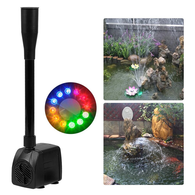 10 W/15 W itin tylus panardinamas vandens fontano siurblys Akvariumo tvenkinio vandens siurblys USB fontano siurblys su 12 LED lempučių