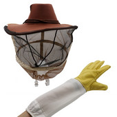 1Rinkinys Bitininko apsauga Veido rinkinys Bitininkystės kepurė Pirštinės Pirštinės Šydas Bitininko įranga Bitės Įrankiai Ožkos odos drobė ilgomis rankovėmis