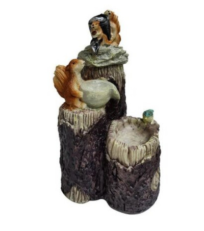 Lauko sodas Saulės antis Voverė Vandens fontanas Dervos papuošalai Graži statula sodams Medžiai Gėlės Gėlių lovos Sodas