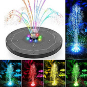 Plávajúca solárna fontána s LED svetlom, záhradný vodopád, fontána, bazén, jazierko, vtáčia kúpeľ, solárny panel, fontána, vodné čerpadlo