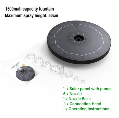 Plávajúca solárna fontána s LED svetlom, záhradný vodopád, fontána, bazén, jazierko, vtáčia kúpeľ, solárny panel, fontána, vodné čerpadlo