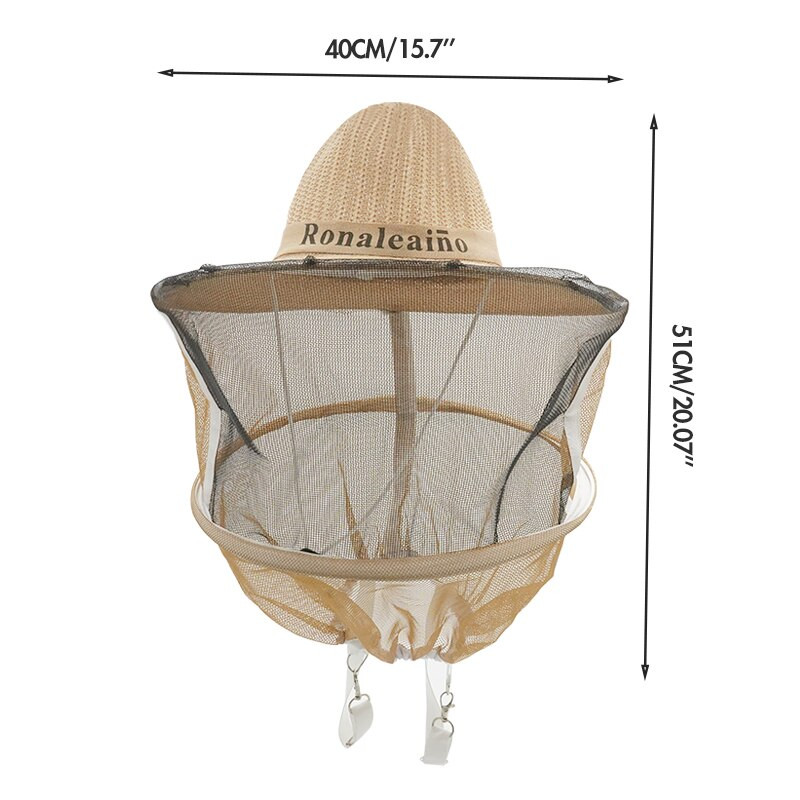 1 vnt. Bitininko apsauginė kepurė nuo bičių audinio, nailono tinklinio verpalo kepurė Bitininkystės apsauginis dangtelis Bitininko kaubojus Patogus dizainas