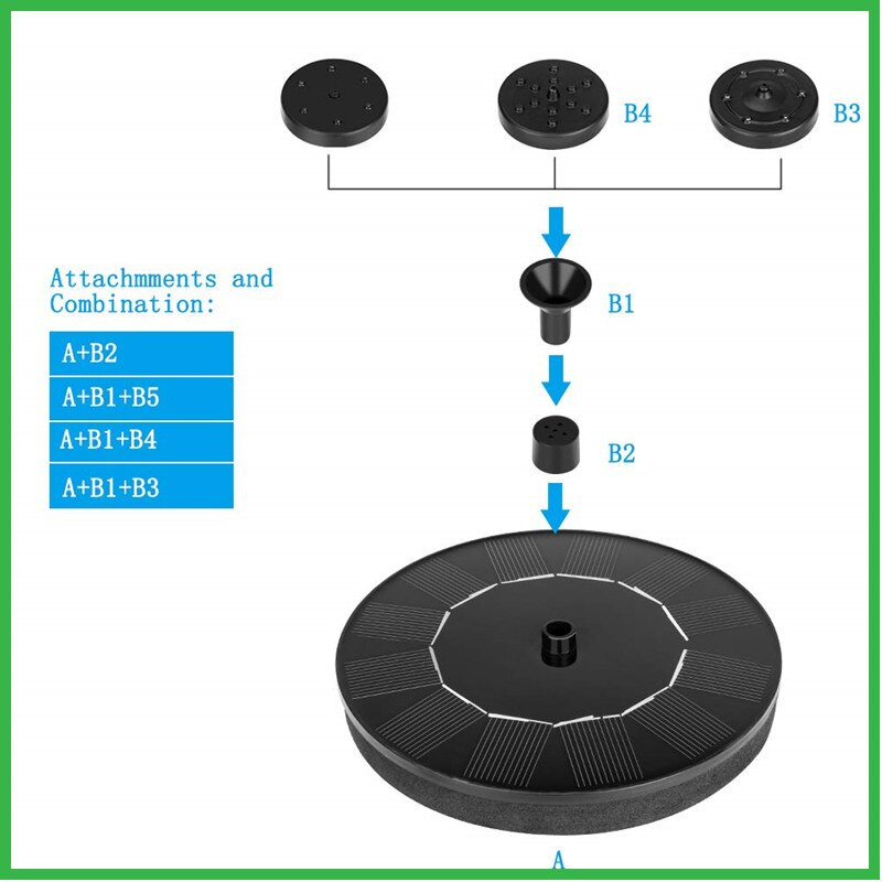 Plaukiojantis mažas saulės fontanas paukščiams Baseinas Paukščių vonia Akvariumo apdaila Saulės Fontanas Vandens Sodas Baseinas Tvenkinys Lauke