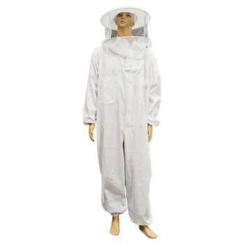 Μελισσοκομική στολή με κουκούλα με πέπλο Επαγγελματικό καπέλο Ασφάλεια Σπίτι Μελισσοκόμος Αρχαρίων Φερμουάρ Ολόσωμο Προστατευτικό Ρούχο Αεριζόμενο