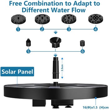 AISITIN Solar Fountain Pump 2022 Upgrade Solar Water Pump, Solar Floating Fountain Pump with 6 Nozzles for Bird Bath, Fish Tank