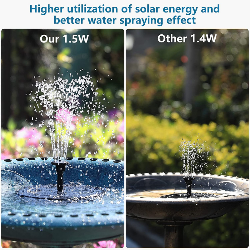 AISITIN Saulės fontano siurblys 2022 Atnaujintas saulės vandens siurblys, saulės plūduriuojantis fontano siurblys su 6 purkštukais paukščių voniai, žuvų bakas