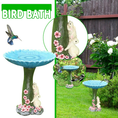 Ρητίνη κουνέλι Birdbath Polyresin Antique Garden Bird Bath for Home Garden Garden Garden Decoration Outdoor Yad Decor Συντριβάνια