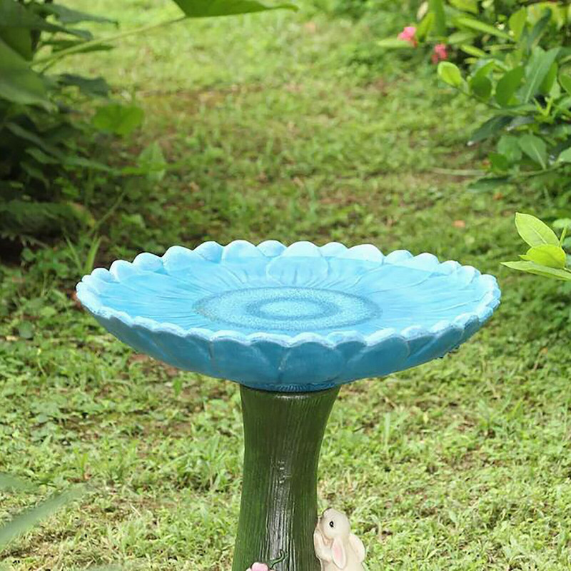 Смола заек Birdbath Polyresin Антична градинска баня за птици за домашна градина Двор Декорация на градина Декорация на открит двор Фонтани