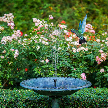 Solar Waterfall Fountain Floating Water Bird Bath Fountain Mini Garden Fountain Outdoor for Pool Pond Patio Lawn Decor