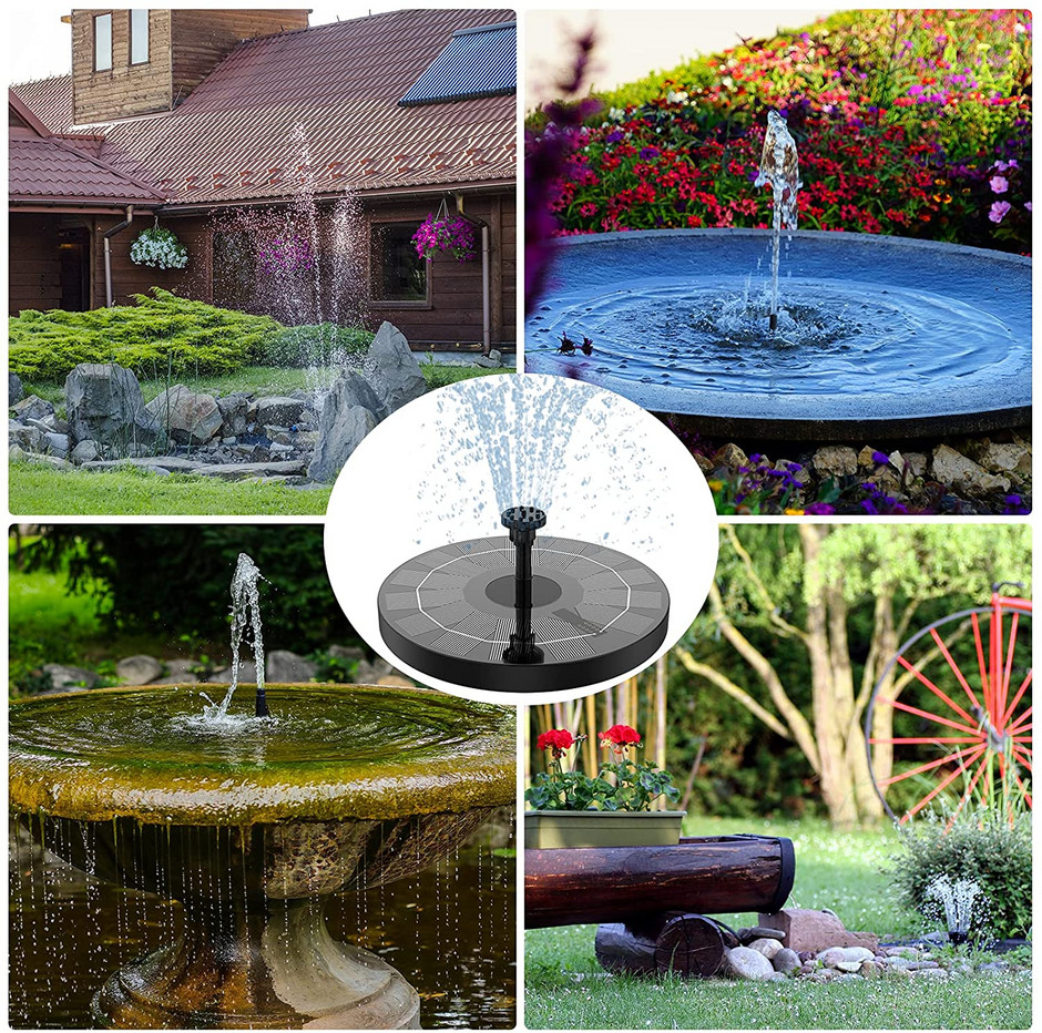 Badu.gr Solar Waterfall Fountain Floating Water Bird Bath Fountain Mini Garden Fountain Outdoor