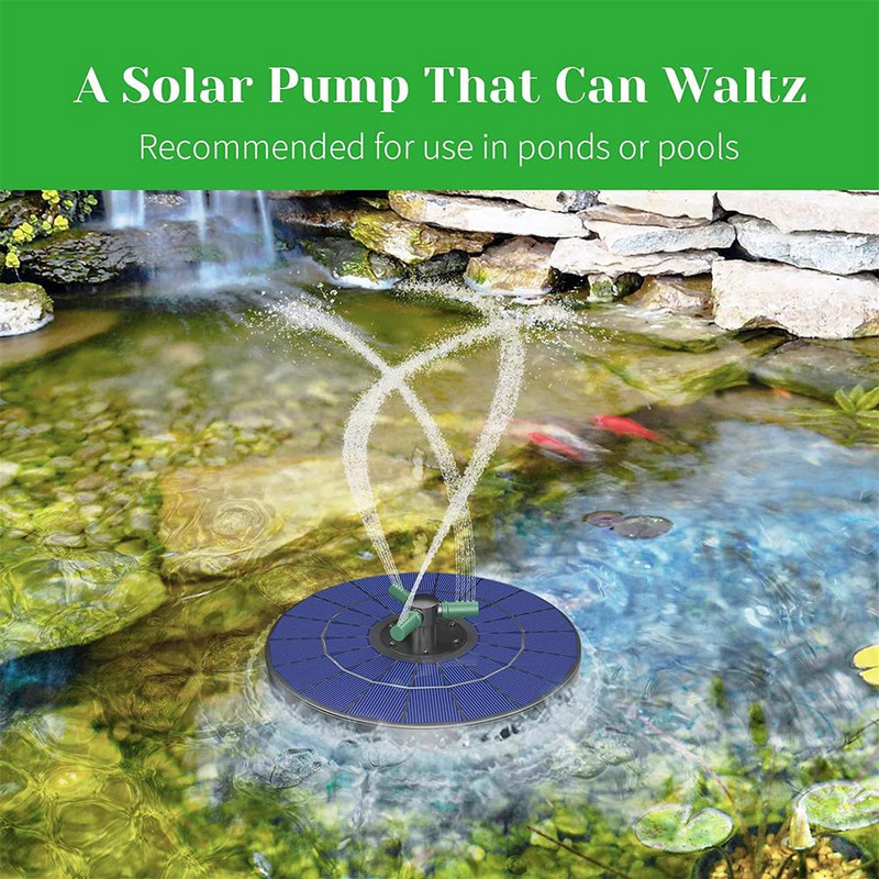 Spalvingas LED saulės fontanas su besisukančiu antgaliu didelės galios vandens siurblys su atsargine baterija, skirta tvenkinio baseino priedams