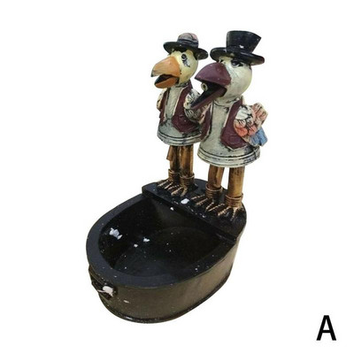 1 buc Fântână din rășină Statuie de apă curgătoare Ornament de apă de pasăre în aer liber Artă curgătoare Baie Patio Grădină Decor Fântână în formă de pasăre J4a8